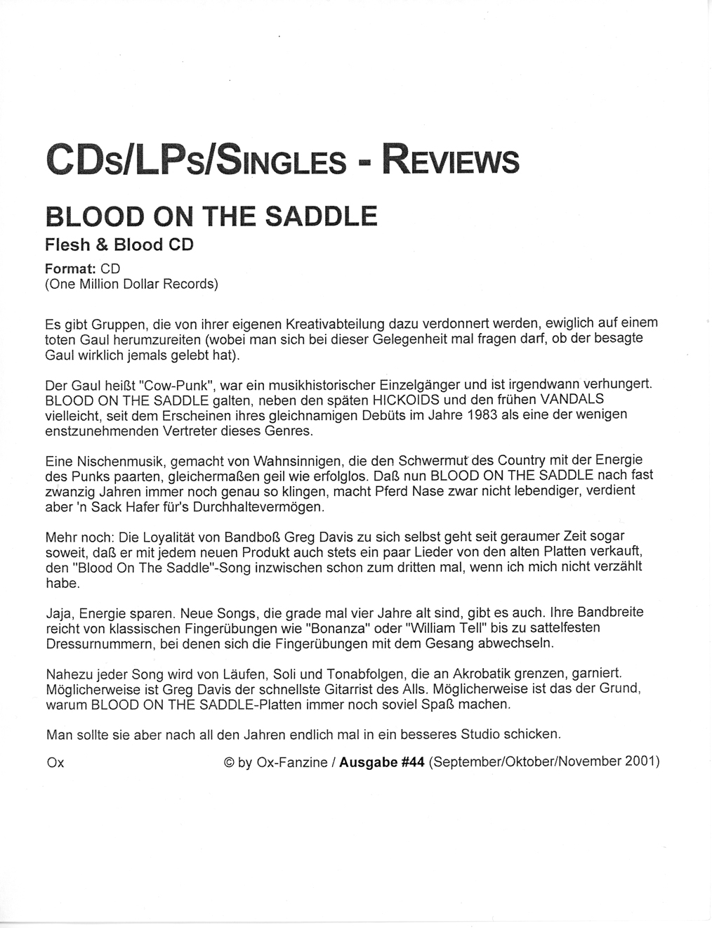 Ox-Fanzine / Ausgabe #44/ (September/Oktober/November 2001)